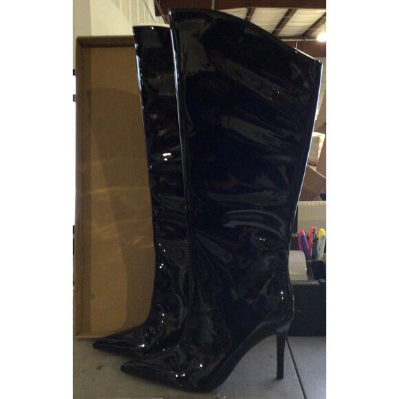 Steve Madden Shoes - Sarina Black Patent Knee High Boot